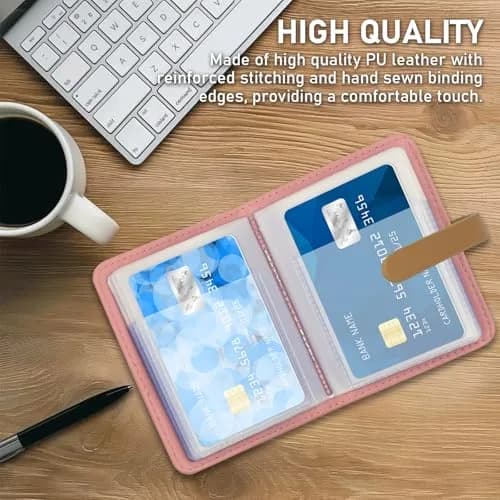 FORYEE PU Leather Credit Card Holder with 40 Slots | Minimalist Pink Card Case Organizer thumbnail 2