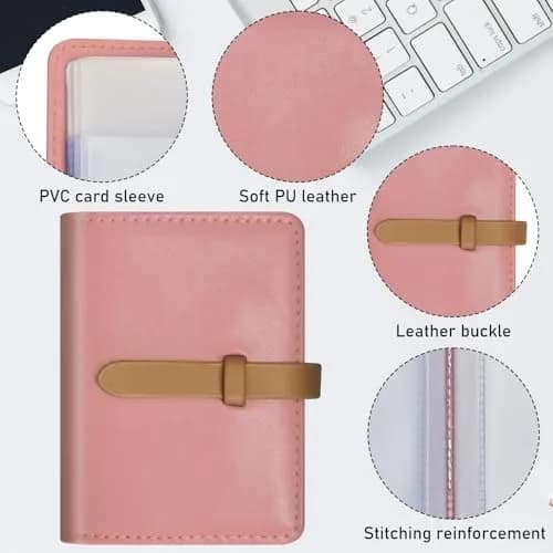 FORYEE PU Leather Credit Card Holder with 40 Slots | Minimalist Pink Card Case Organizer thumbnail 4