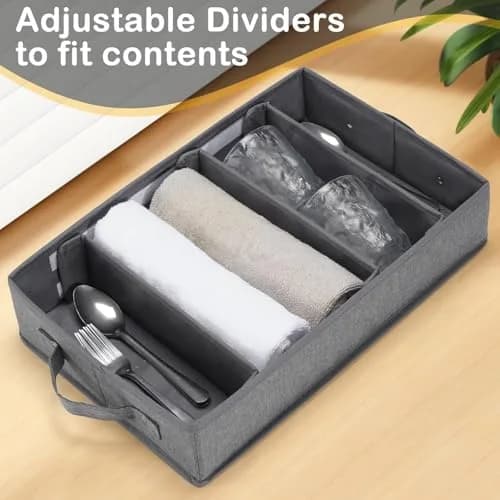 Lafulling Silverware Storage Box 2 Pack | Adjustable Dividers & Dustproof Design (43cm x 26cm x 10cm) thumbnail 7