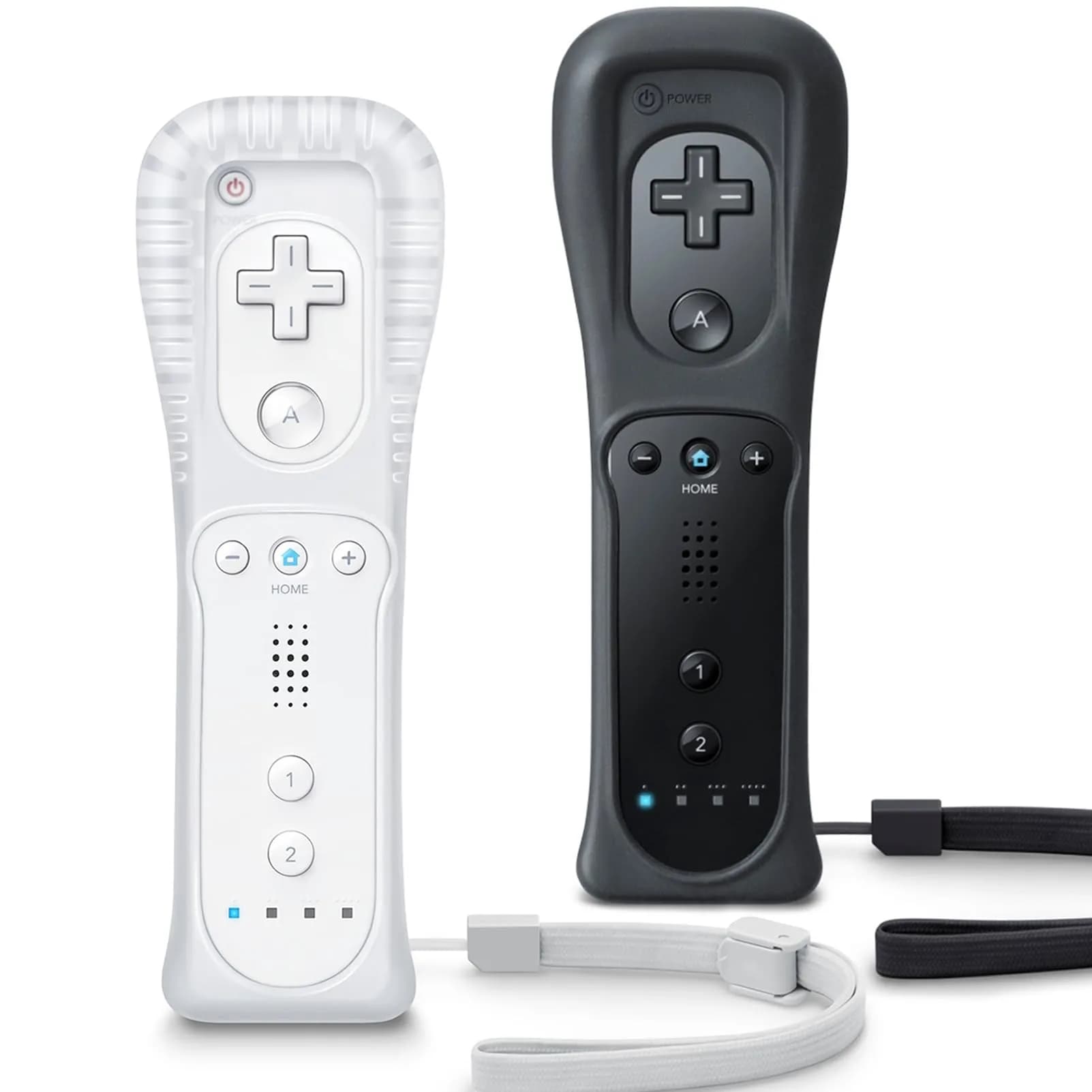 TIANHOO Remote Controller for Wii & Wii U | Precise Motion-Sensing, Wireless, 2 Pack with Silicone Case & Wrist Strap — White & Black