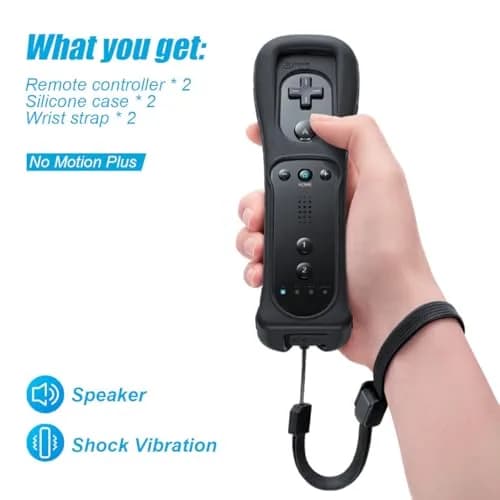 TIANHOO Remote Controller for Wii & Wii U | Precise Motion-Sensing, Wireless, 2 Pack with Silicone Case & Wrist Strap thumbnail 3