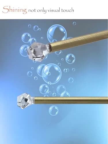 ARNORX 3/8" Sash Curtain Rods with Clear Crystal Ball Finials, 16-28 Inch Adjustable | Elegant Brass Brushed Finish for French Doors & Windows thumbnail 4