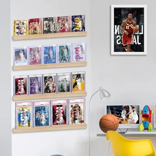Famaster Natural Wood Card Display Shelf for 20 Trading Cards | Wall Mountable thumbnail 6