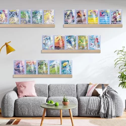 Famaster Natural Wood Card Display Shelf for 20 Trading Cards | Wall Mountable thumbnail 7