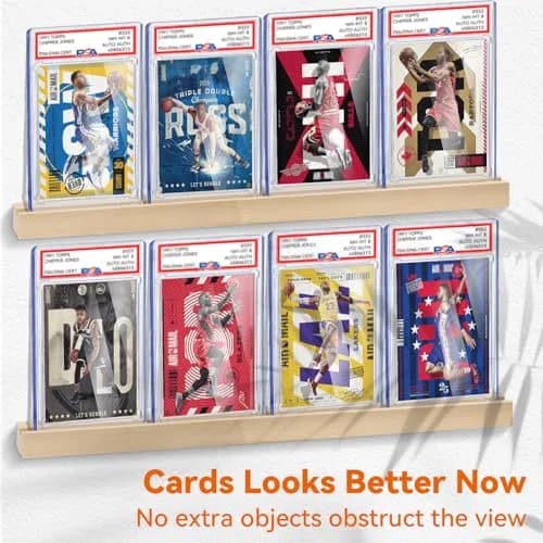 Famaster Natural Wood Card Display Shelf for 20 Trading Cards | Wall Mountable thumbnail 3