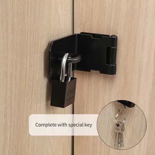 qiwuhai 4 Inch 90° Stainless Steel Padlock Hasp Latch Set with Padlock & Keys | Heavy Duty Security for Doors & Gates thumbnail 5