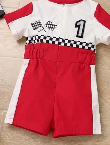 IWEMEK Baby Boy Race Car Driver Outfit 1st Birthday Party Fast One Birthday Outfit 100% Polyester (Red-1Y) thumbnail 5
