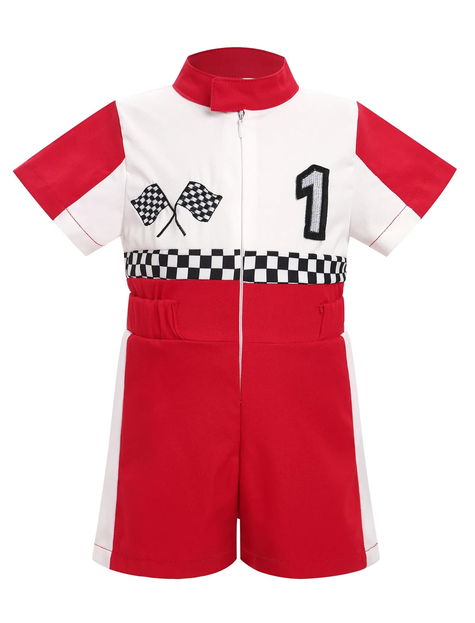 IWEMEK Baby Boy Race Car Driver Outfit 1st Birthday Party Fast One Birthday Outfit 100% Polyester (Red-1Y) — Red-1y