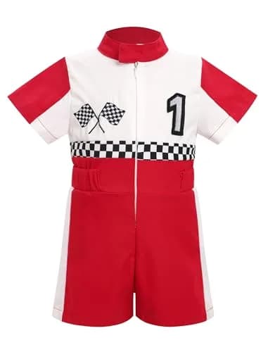 IWEMEK Baby Boy Race Car Driver Outfit 1st Birthday Party Fast One Birthday Outfit 100% Polyester (Red-1Y) - main product image