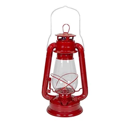 Stansport 127 Hurricane High Oil Lantern (Red, 12-Inch) with Replacement Globe | Red Metal Fuel Lantern for Camping & Outdoors thumbnail 2