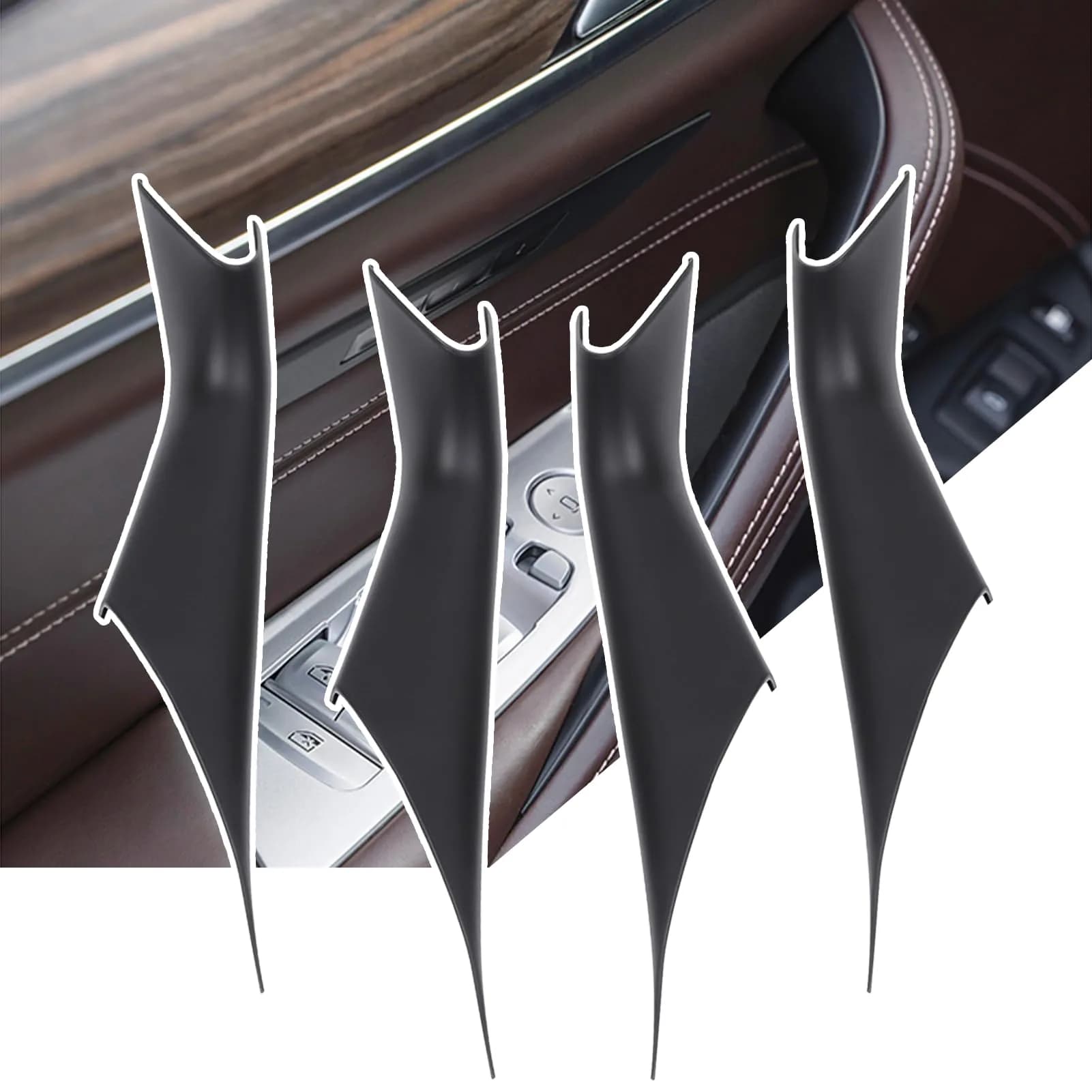 Jaronx Carbon Fiber Pattern Door Handle Covers 4 Pieces | For BMW 5 Series G30 G31 F90 M5 2017-2022 — Black