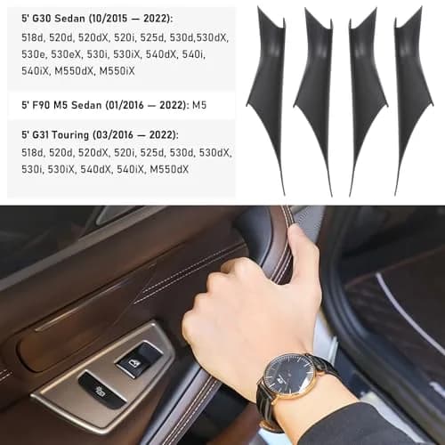 Jaronx Black ABS+PC Interior Door Handle Covers 4 Pieces for BMW 5 Series G30 G31 F90 M5 2017-2022 thumbnail 4