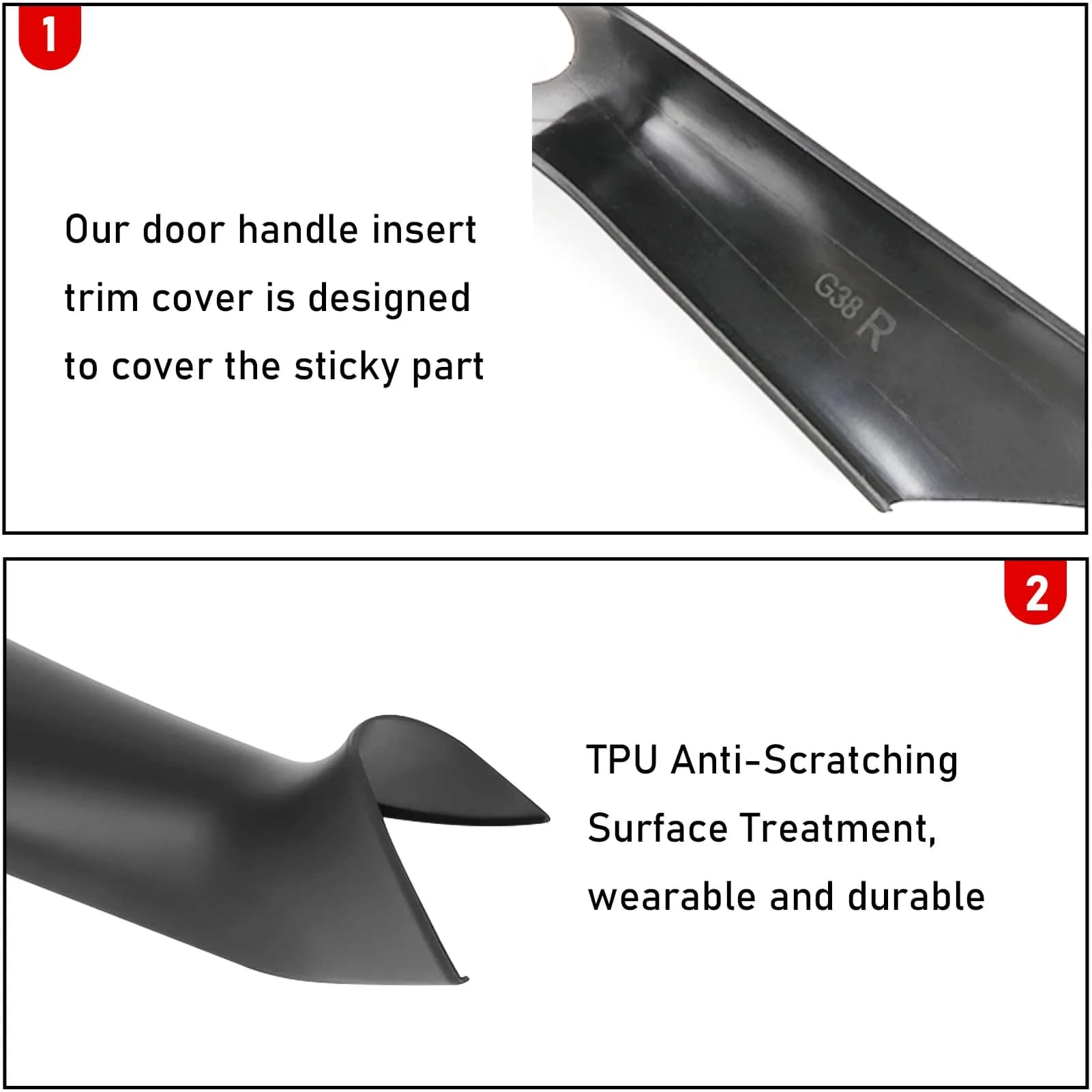 Jaronx Black ABS+PC Interior Door Handle Covers 4 Pieces for BMW 5 Series G30 G31 F90 M5 2017-2022 - view 6