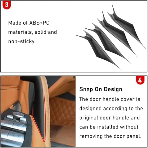 Jaronx Black ABS+PC Interior Door Handle Covers 4 Pieces for BMW 5 Series G30 G31 F90 M5 2017-2022 thumbnail 7