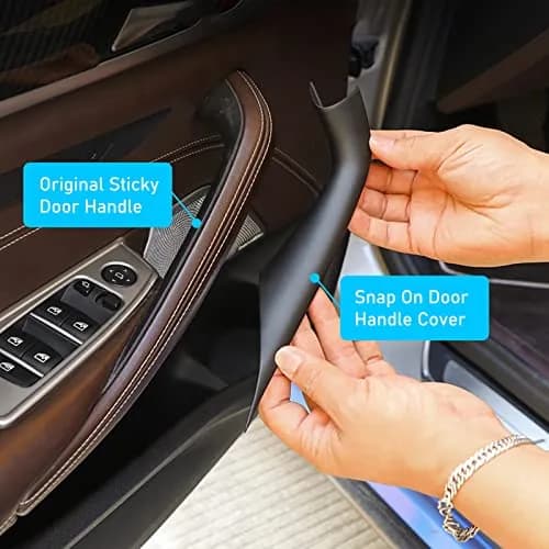 Jaronx Black ABS+PC Interior Door Handle Covers 4 Pieces for BMW 5 Series G30 G31 F90 M5 2017-2022 thumbnail 2