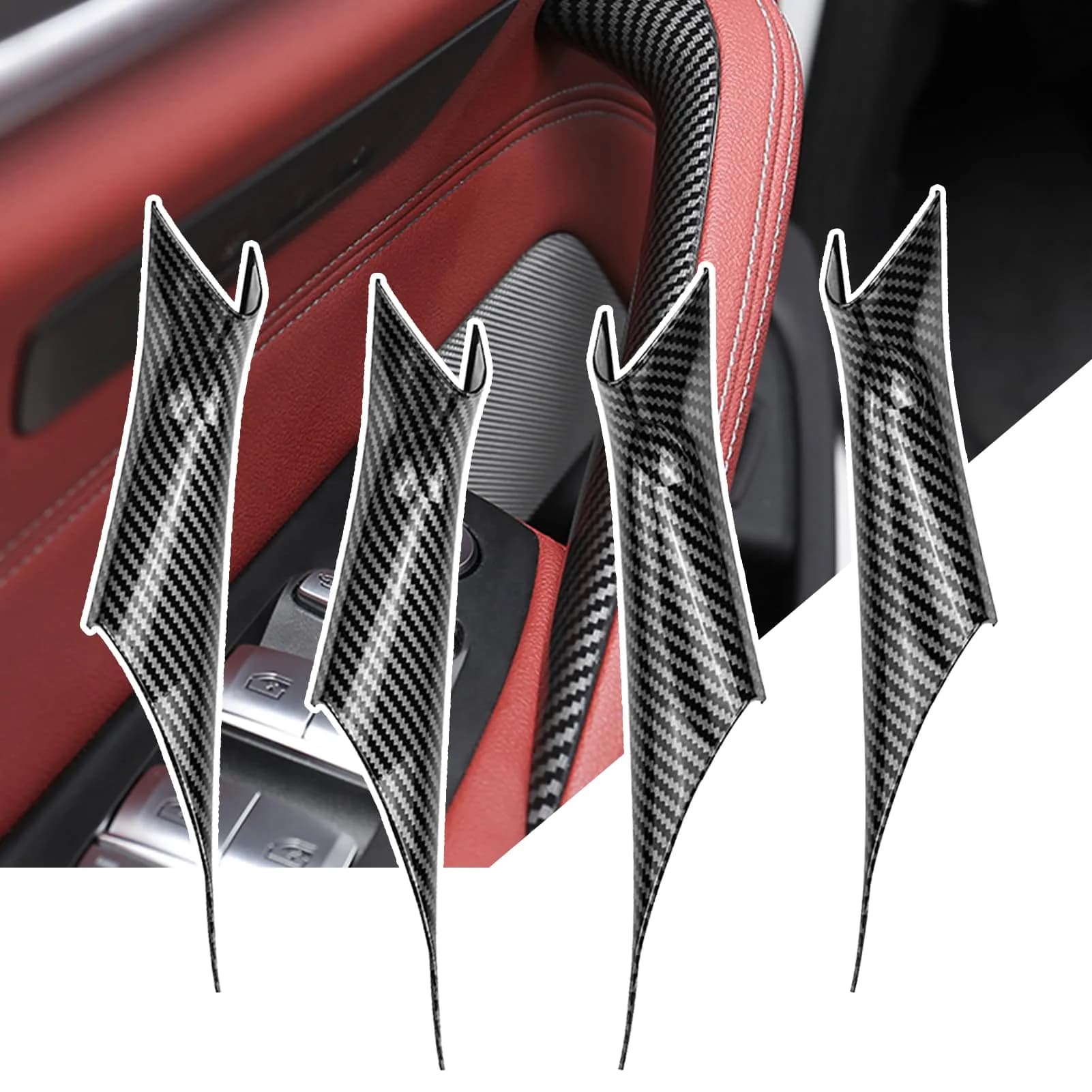 Jaronx Carbon Fiber Pattern Door Handle Covers 4 Pieces | For BMW 5 Series G30 G31 F90 M5 2017-2022 - main product image
