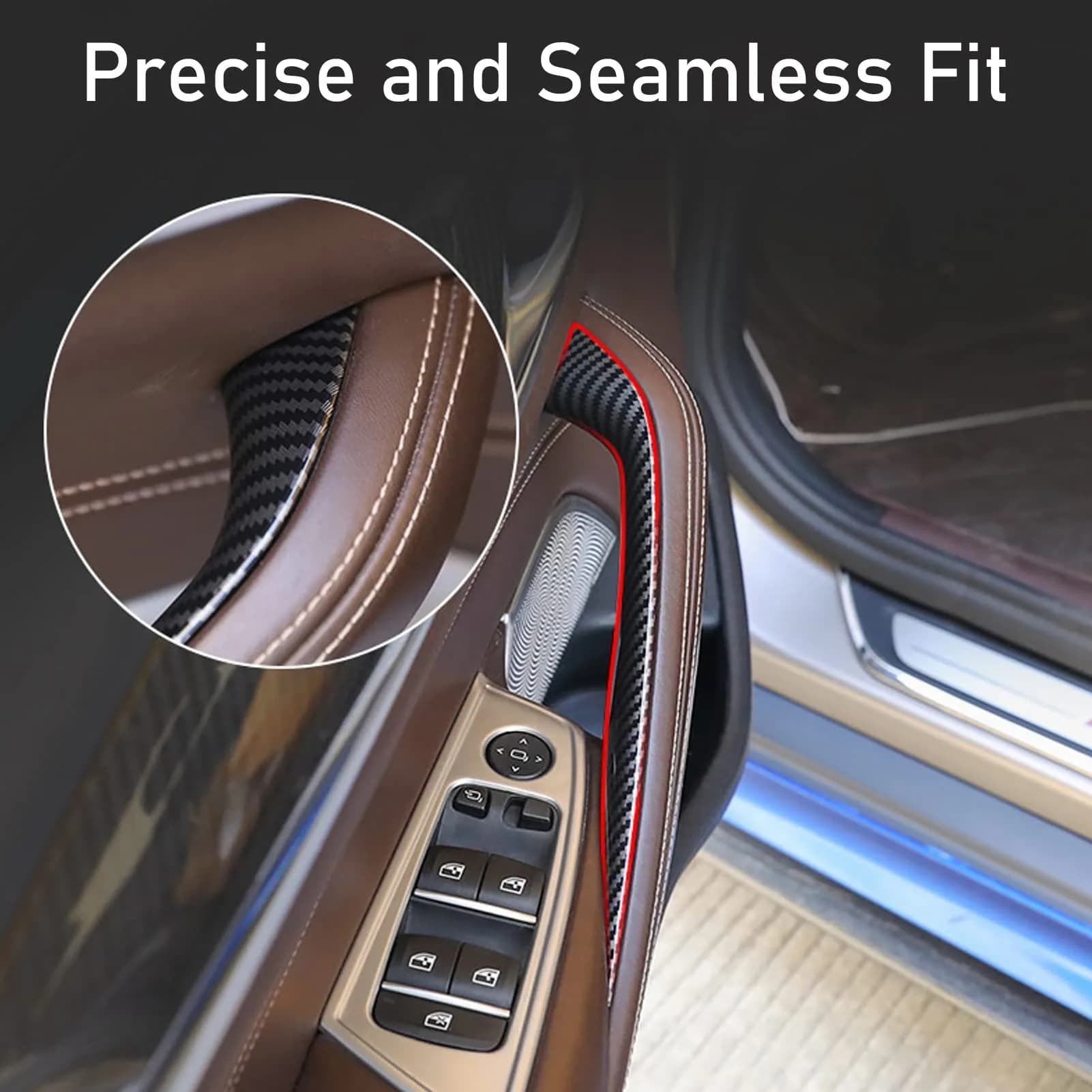 Jaronx Carbon Fiber Pattern Door Handle Covers 4 Pieces | For BMW 5 Series G30 G31 F90 M5 2017-2022 - view 3
