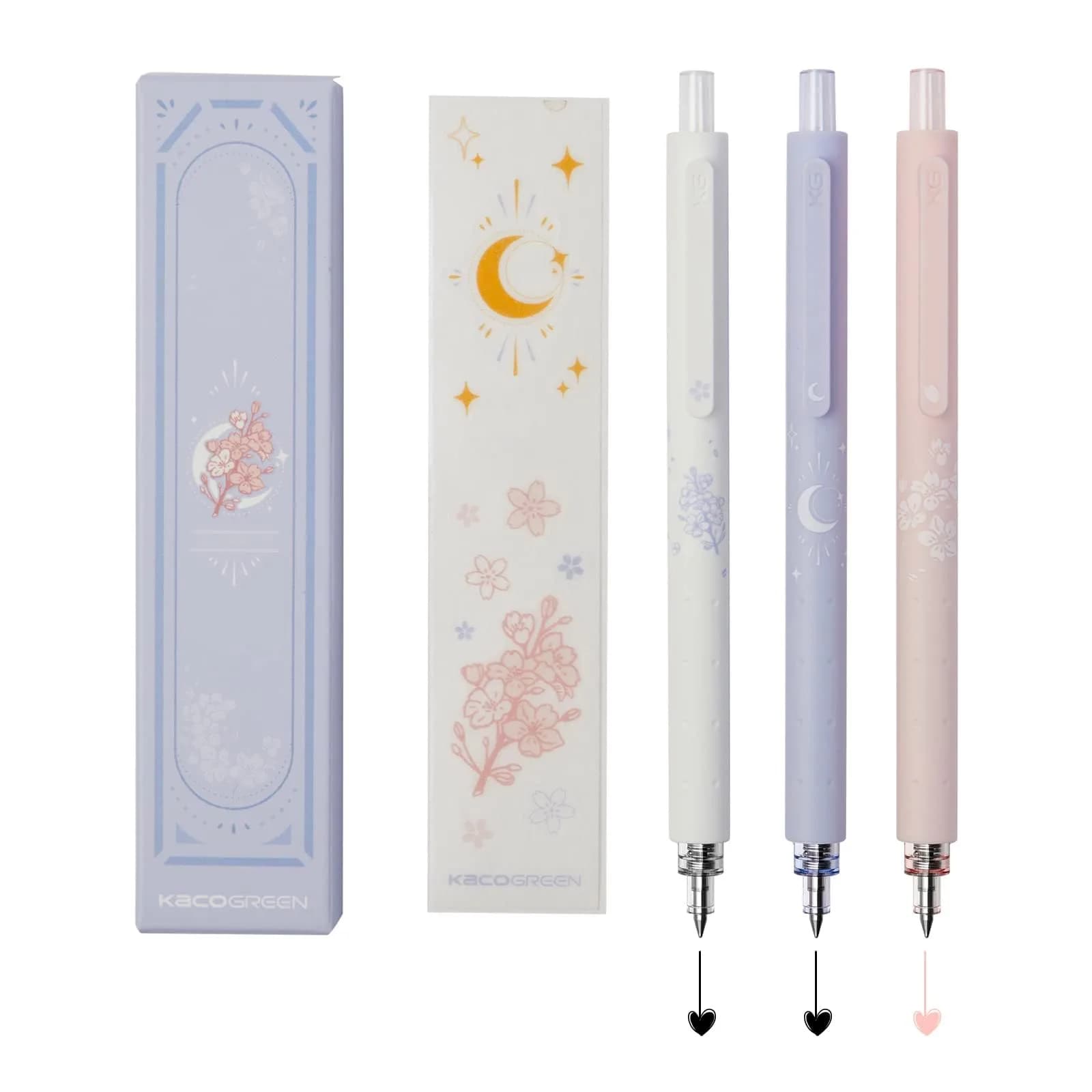 Kaco Gel Ink Pens Sakura Series 0.5mm | Stress-Relieving, Double Length, Smooth Writing — 0.5mm-Black Ink
