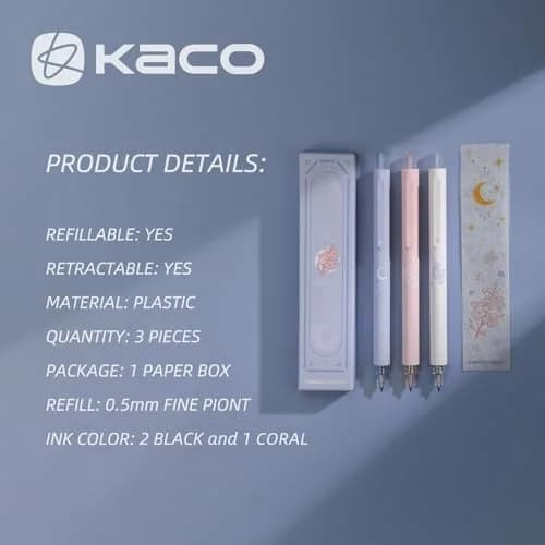 Kaco Gel Ink Pens Sakura Series 0.5mm | Stress-Relieving, Double Length, Smooth Writing thumbnail 2