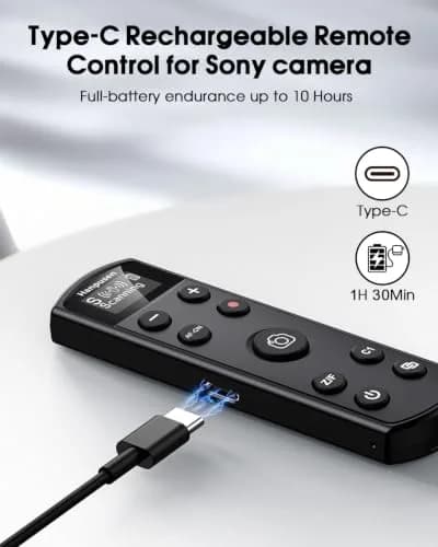 Hanpusen Rechargeable Wireless Camera Remote Control with OLED Screen for Sony Cameras | 10m (32.8ft) Range thumbnail 5