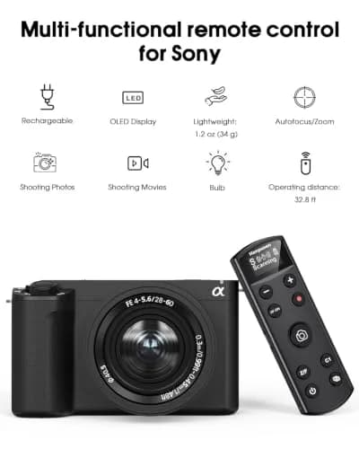 Hanpusen Rechargeable Wireless Camera Remote Control with OLED Screen for Sony Cameras | 10m (32.8ft) Range thumbnail 2