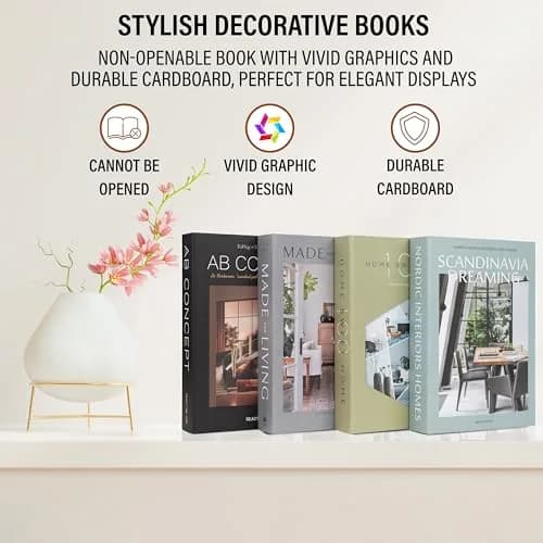 PROBENEX Decorative Books Set of 4 | Faux Olive Green Book Decor for Shelves & Coffee Tables thumbnail 9