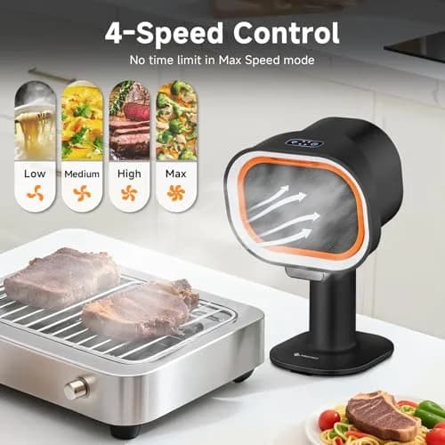 AMZCHEF Portable Range Hood 2.27 kg (5 lb) Black | Ductless Recirculating Kitchen Exhaust Fan with 4-Speed LED Light thumbnail 7