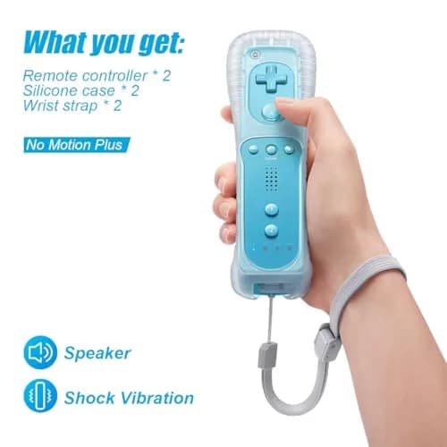 TIANHOO Video Game Controller for Wii & Wii U | 2 Pack Pink & Blue | Precise Motion-Sensing, Upgraded Feedback, Silicone Case (0.231kg) thumbnail 3