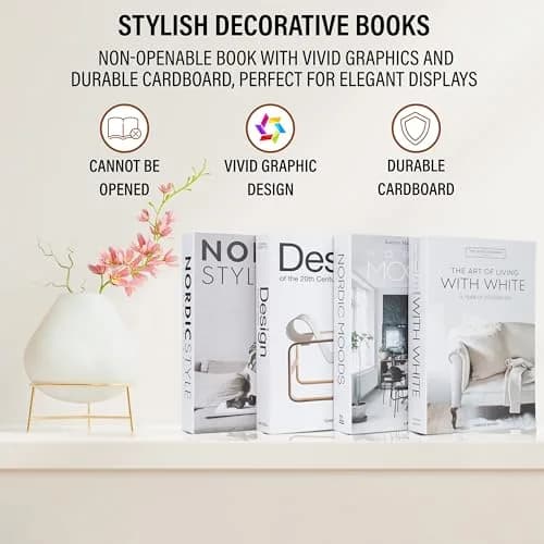 PROBENEX 4 Pcs Decorative Books | Faux Black Coffee Table & Shelf Decor | Modern Home Accent thumbnail 7