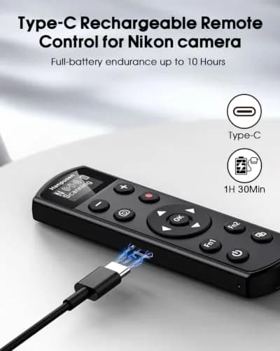 Hanpusen Rechargeable Wireless Shutter Remote with OLED for Nikon Z Series Cameras | 10m Range thumbnail 4