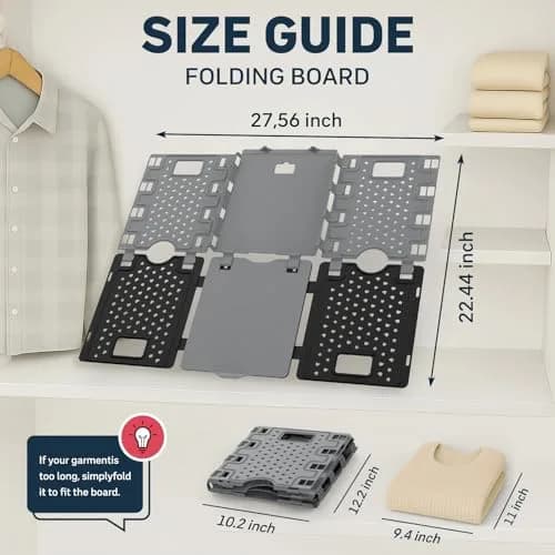 BoxLegend Enhanced Large Shirt Folder Board for Clothes Storage, Black 73cm (28.3" L x 22.8" W) | Closet Organizers for All Garments thumbnail 5