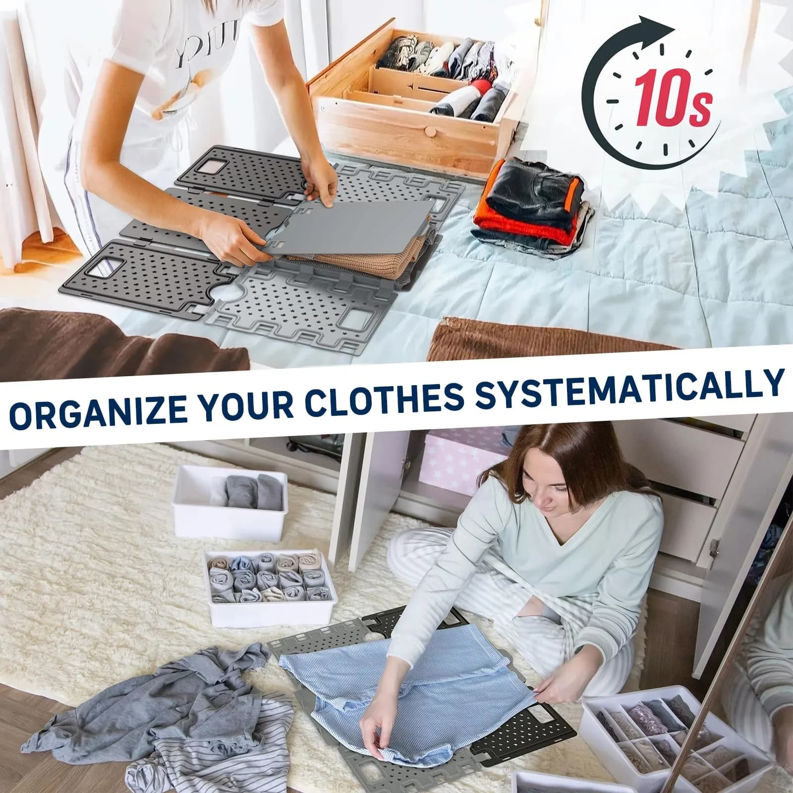 BoxLegend Enhanced Large Shirt Folder Board for Clothes Storage, Black 73cm (28.3" L x 22.8" W) | Closet Organizers for All Garments - view 2
