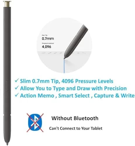 TYHJ S Pen Replacement for Samsung Galaxy S24 Ultra 5G (Yellow Gold) | 0.7mm Nibs, 4096 Pressure Sensor thumbnail 2