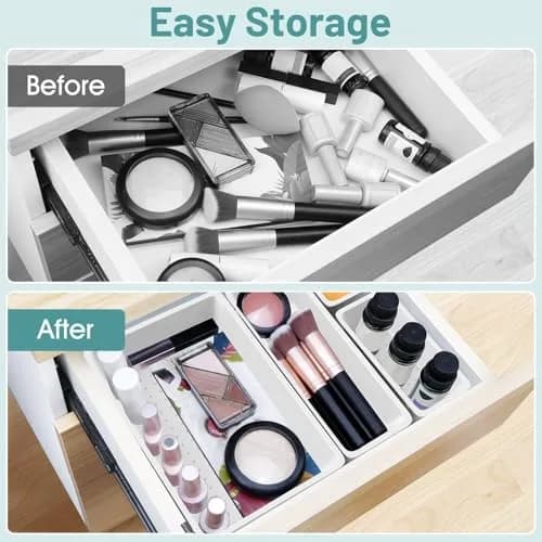WOWBOX 25 PCS Plastic Drawer Organizer Set, White | 4 Sizes for Makeup, Office, Craft Supplies thumbnail 5