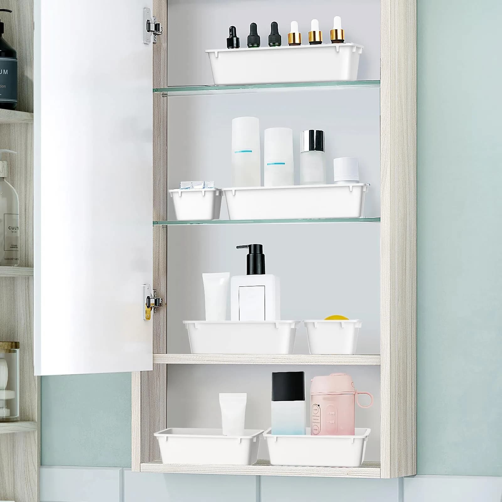 WOWBOX 25 Piece Clear Drawer Organizer Set - White | Versatile Storage Caddy for Bathrooms & More - view 6