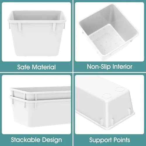 WOWBOX 25 PCS Plastic Drawer Organizer Set, White | 4 Sizes for Makeup, Office, Craft Supplies thumbnail 3
