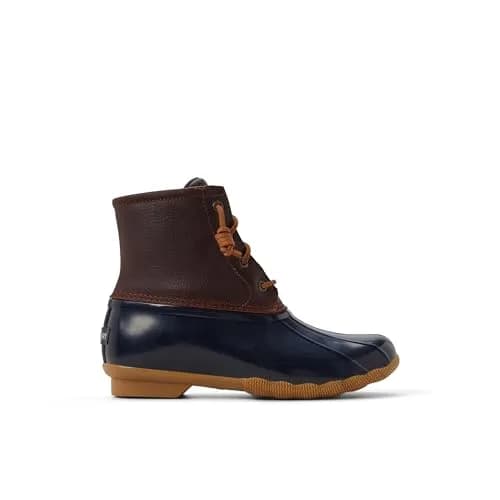 Sperry Saltwater Duck Boot Waterproof Leather Ankle Boot, Navy/Tan, 6.5 | Classic Rain Boot for Women thumbnail 4