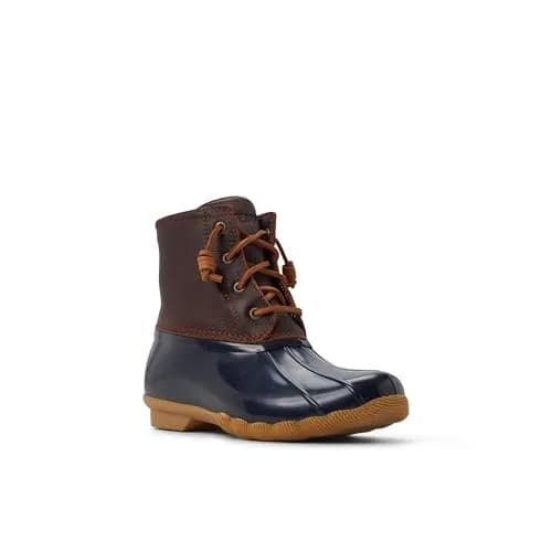 Sperry Saltwater Duck Boot Waterproof Leather Ankle Boot, Navy/Tan, 6.5 | Classic Rain Boot for Women thumbnail 2