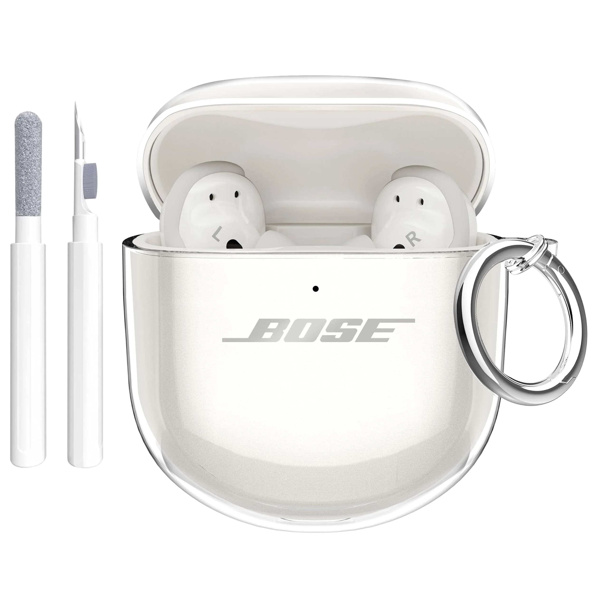 Aircawin Case for Bose QuietComfort Earbuds II & Ultra 2022/2023 | Clear Glitter TPU Cover — Transparent