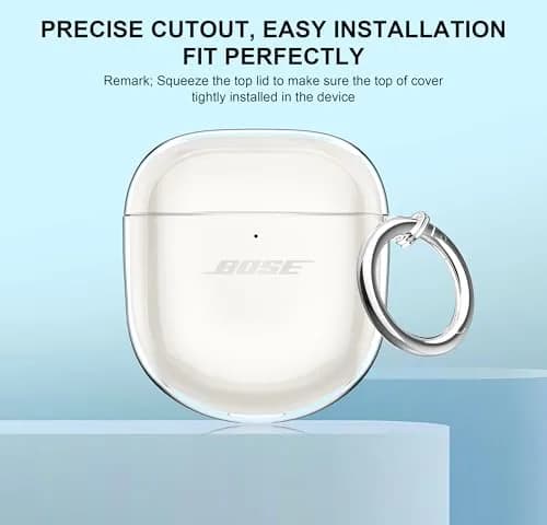 Aircawin Clear Case for Bose QuietComfort Earbuds II / Ultra (2022-2025 Models) | Hingeless TPU Protective Cover with Carabiner & Cleaning Pen thumbnail 4