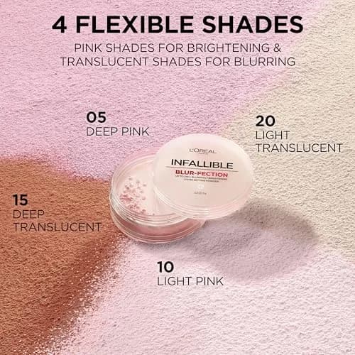 L'Oreal Paris Infallible Blur-fection Setting Powder, 20 Light Translucent | Up to 24H Blur & Brighten, Lock Makeup thumbnail 7
