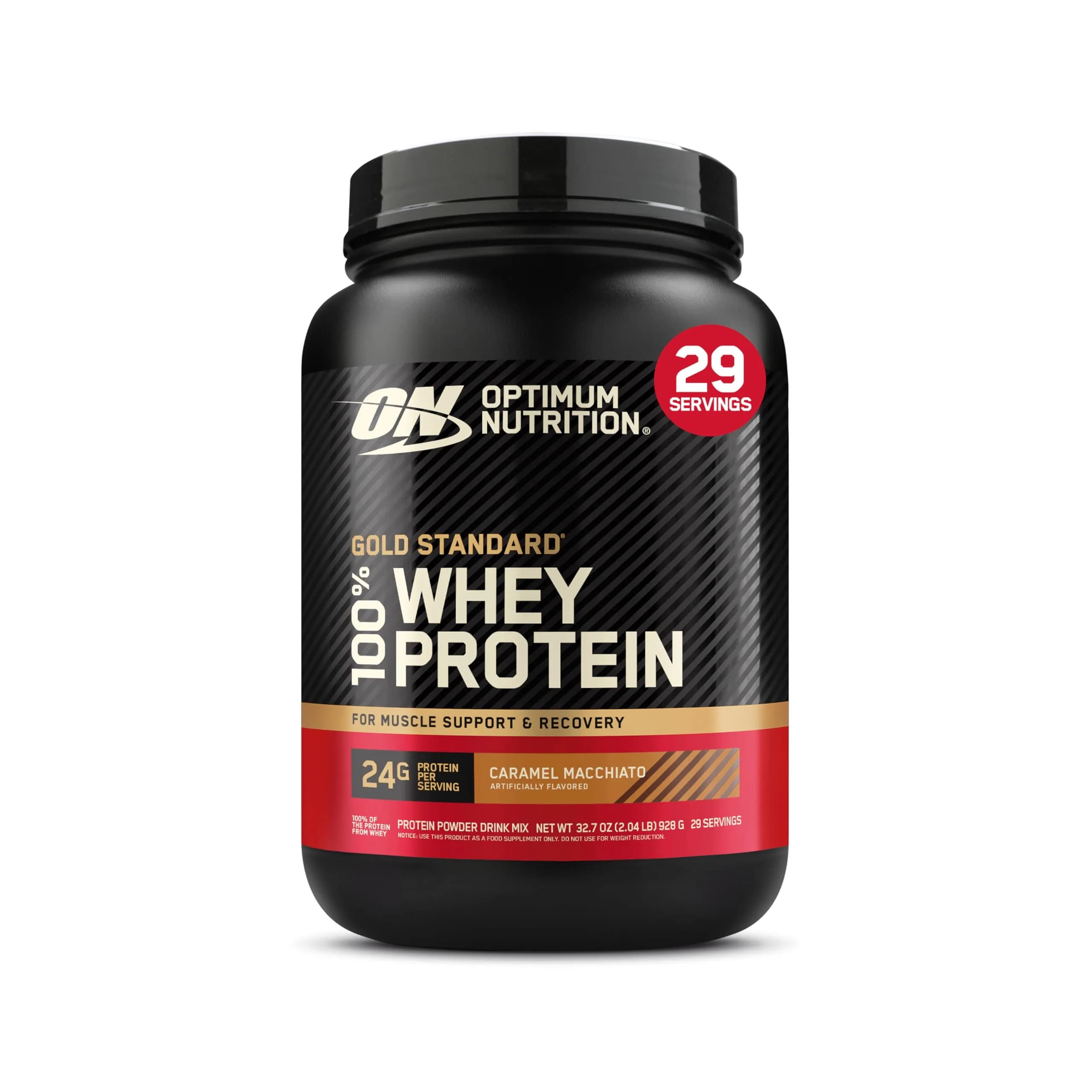 Optimum Nutrition Gold Standard 100% Whey Protein Powder, Caramel Macchiato, 2 Pound | High Protein Post-Workout Recovery - main product image