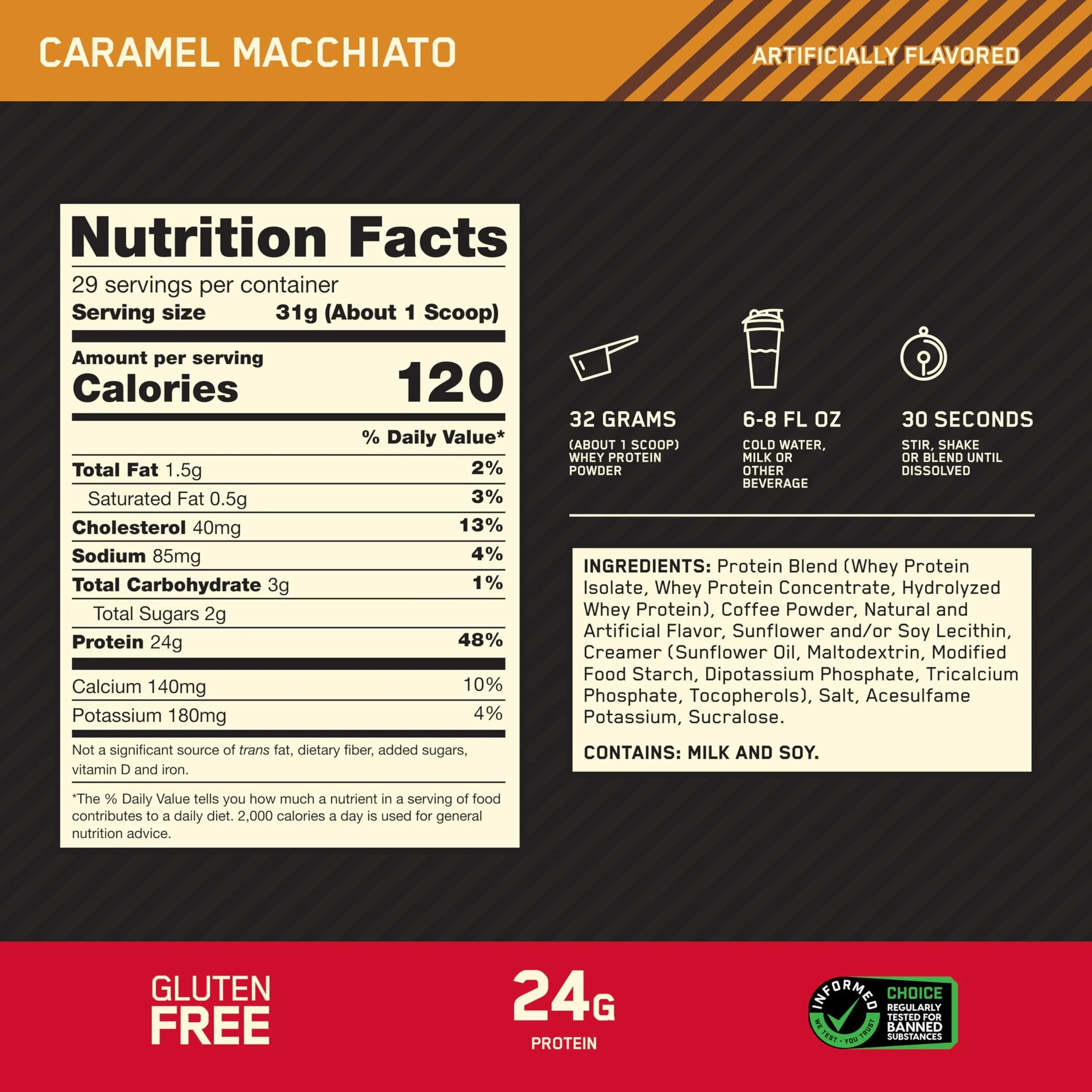 Optimum Nutrition Gold Standard 100% Whey Protein Powder, Caramel Macchiato, 2 Pound | High Protein Post-Workout Recovery - view 3