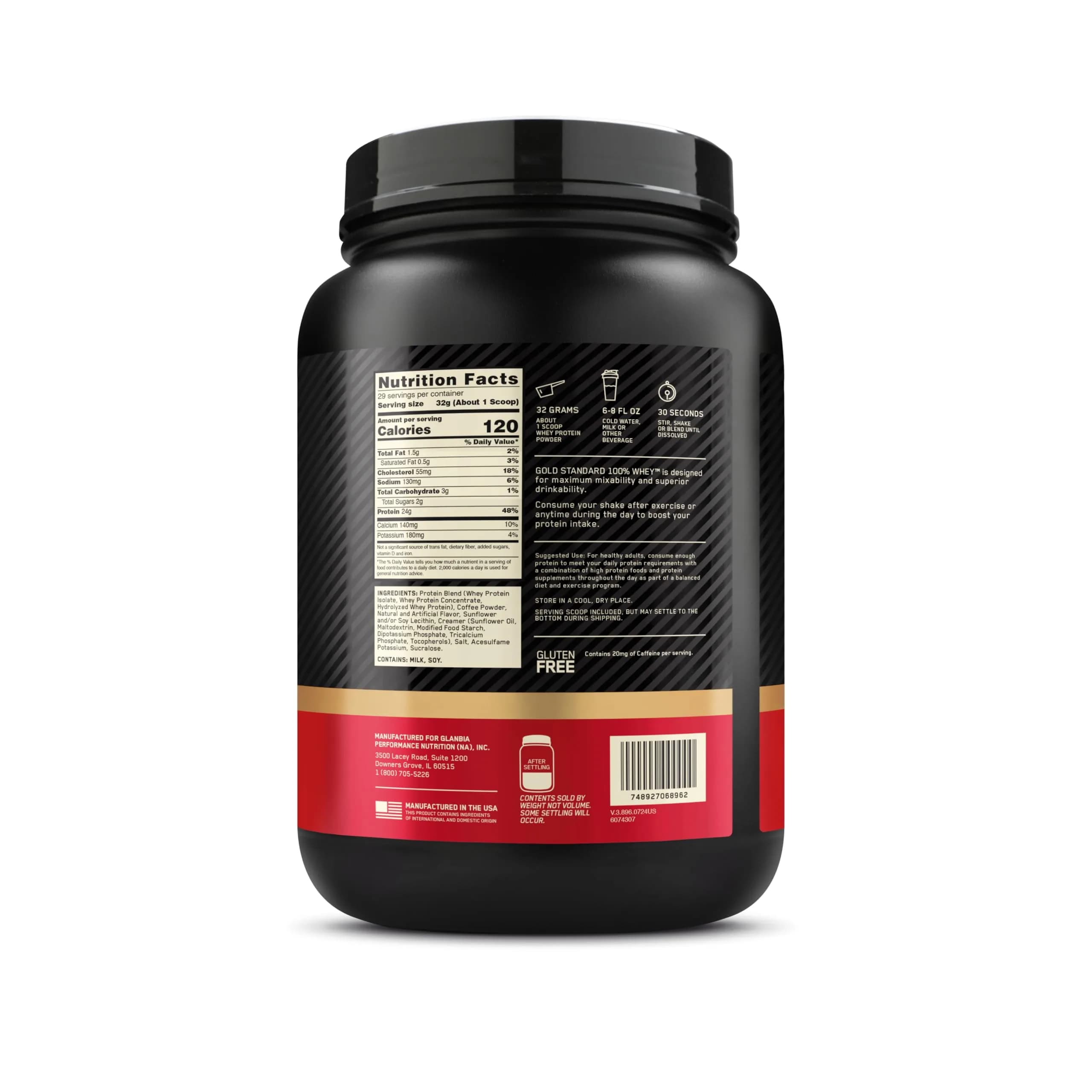Optimum Nutrition Gold Standard 100% Whey Protein Powder, Caramel Macchiato, 2 Pound | High Protein Post-Workout Recovery - view 9