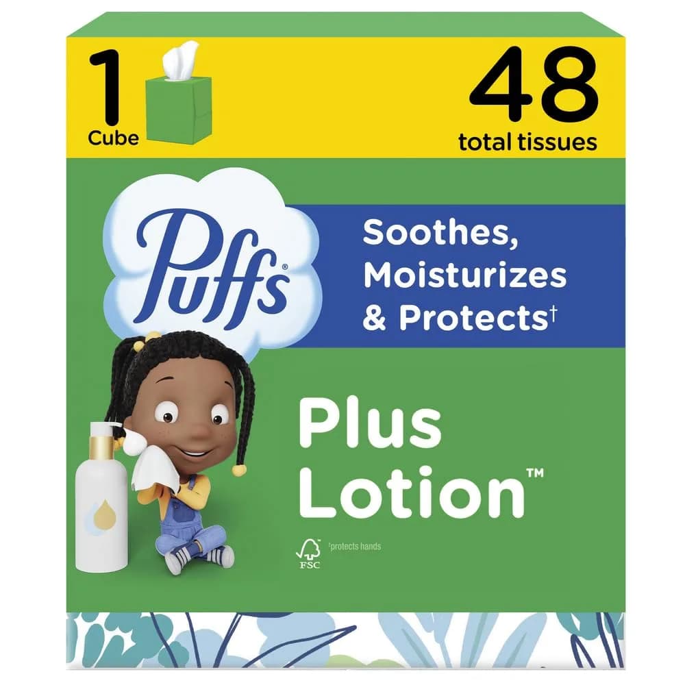 Puffs Plus Lotion Facial Tissues Cube Box | Softness & Strength for Indian Homes - main product image