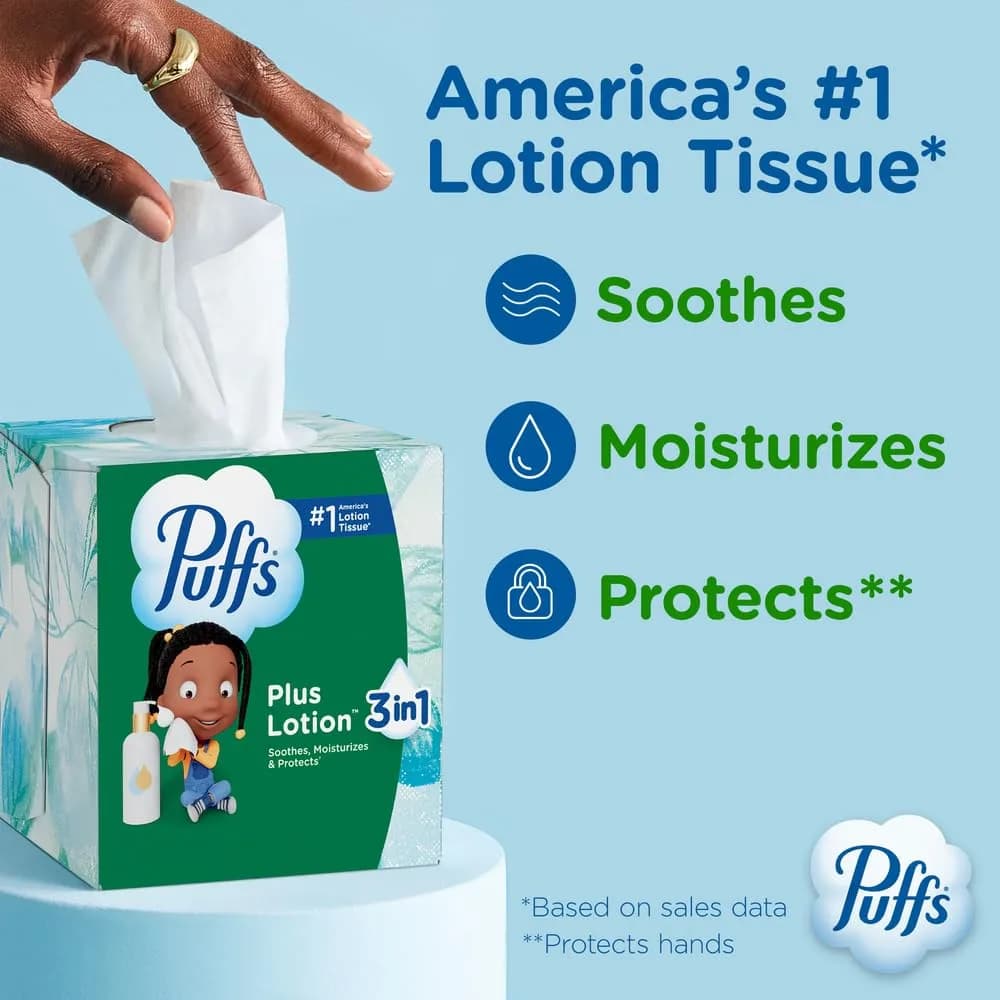 Puffs Plus Lotion Facial Tissues Cube Box | Softness & Strength for Indian Homes - view 3