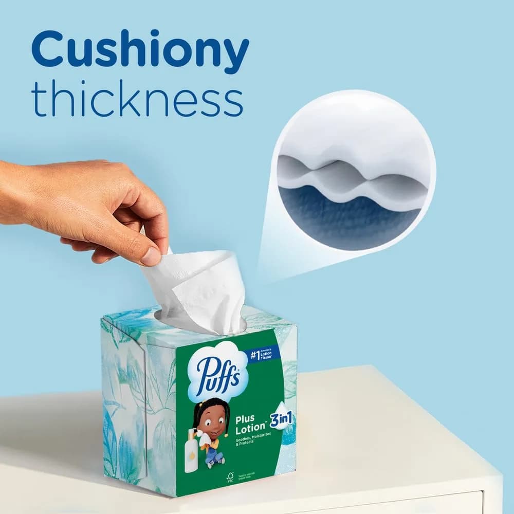 Puffs Plus Lotion Facial Tissues Cube Box | Softness & Strength for Indian Homes - view 6
