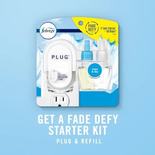 Febreze Fade Defy Plug Air Freshener Refills Downy Calm Scent 3 Count | Lasts 50 Days on Low thumbnail 6