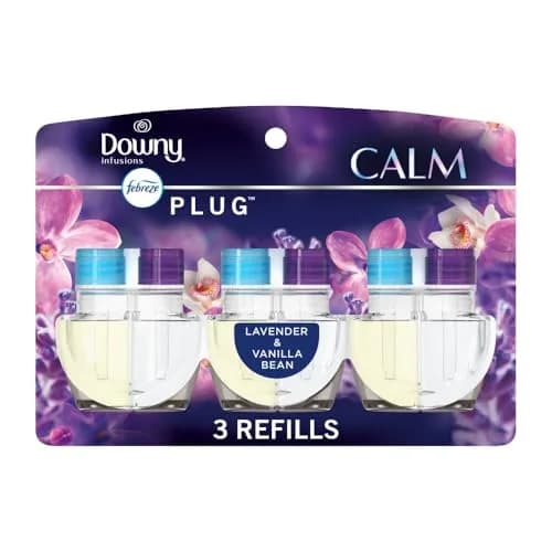 Febreze Fade Defy Plug Air Freshener Refills Downy Calm Scent 3 Count | Lasts 50 Days on Low thumbnail 1
