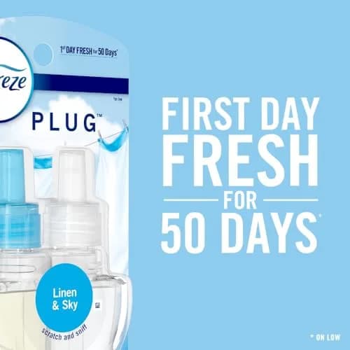 Febreze Fade Defy Plug Air Freshener Refills Downy Calm Scent 3 Count | Lasts 50 Days on Low thumbnail 2
